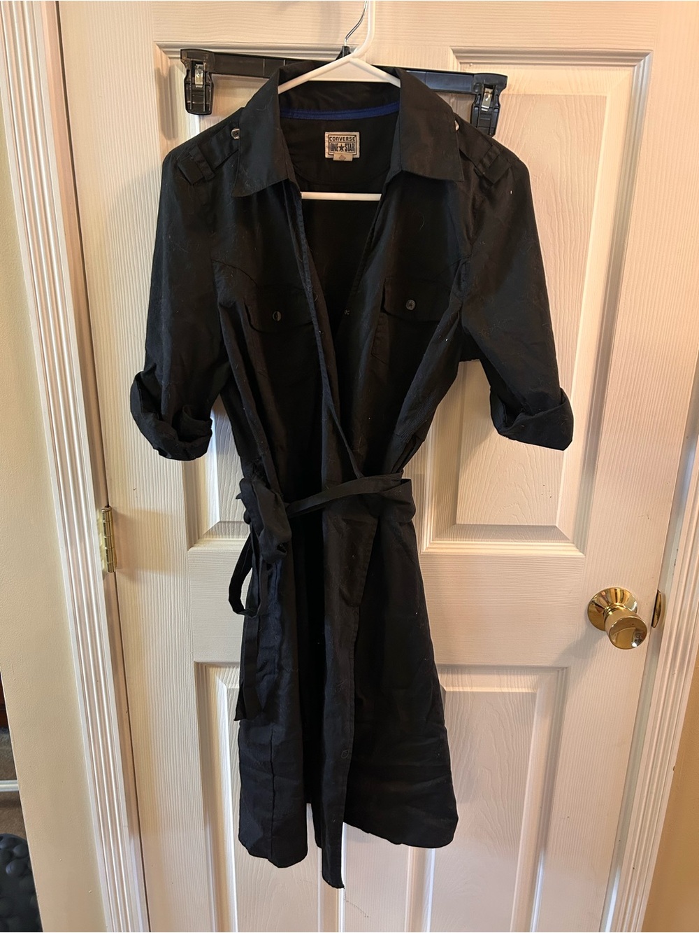 Converse Black Belted Trench Coat